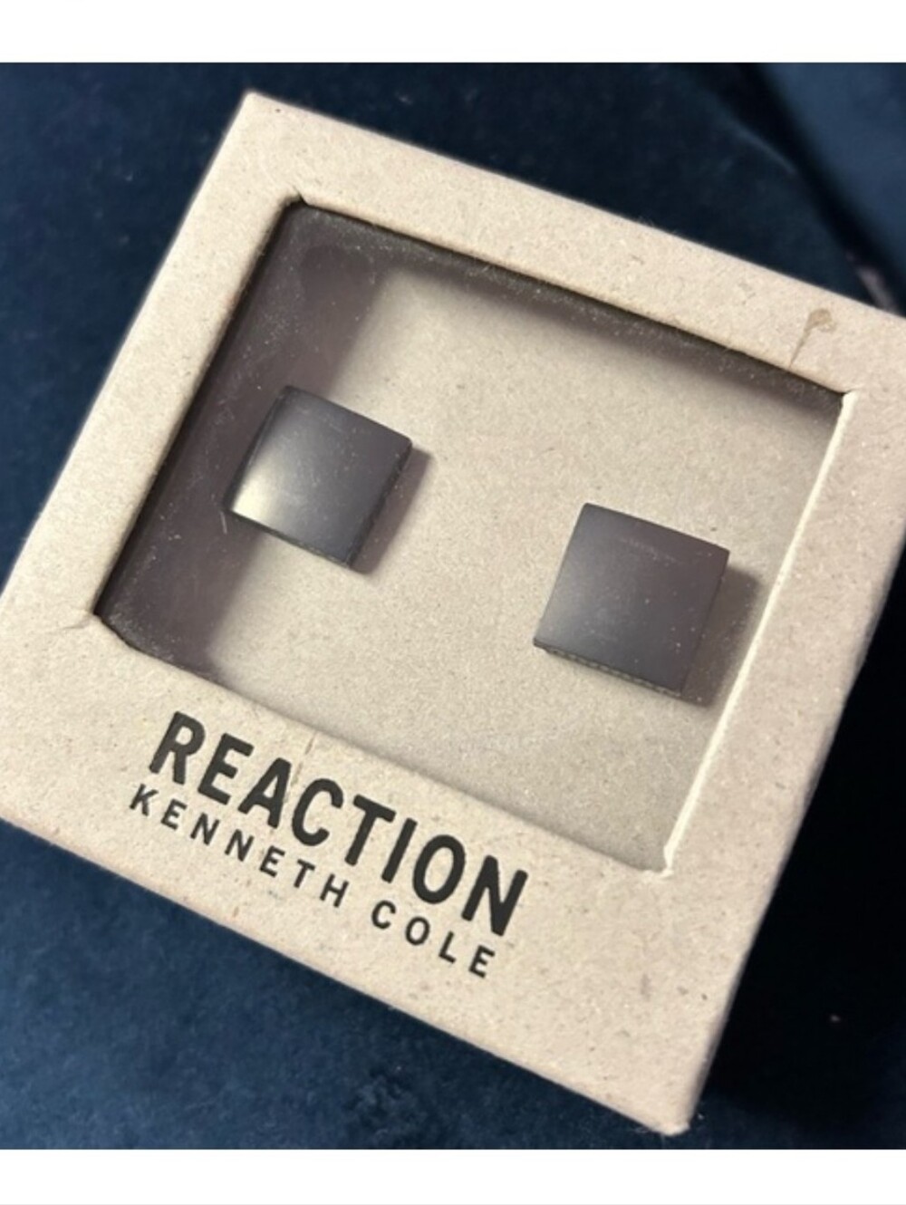 Kenneth Cole Reaction Men's Square Lines Silver Cufflinks